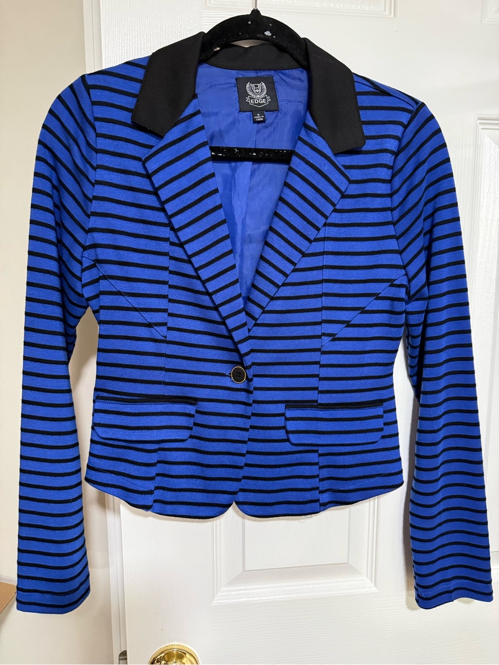 Women's Blue & Black Striped Blazer